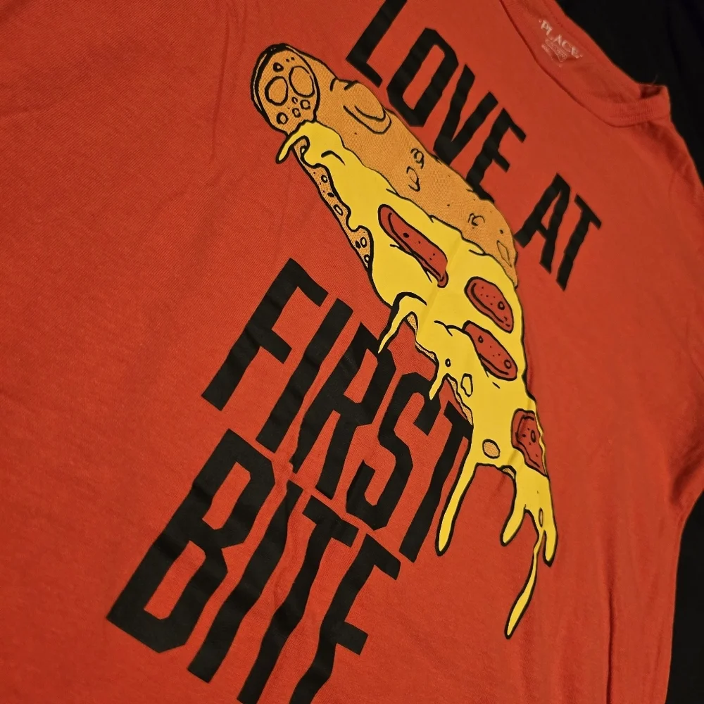 The Childrens Place Boys Pizza Graphic‎ Long Sleeve Shirt Orange Size Large